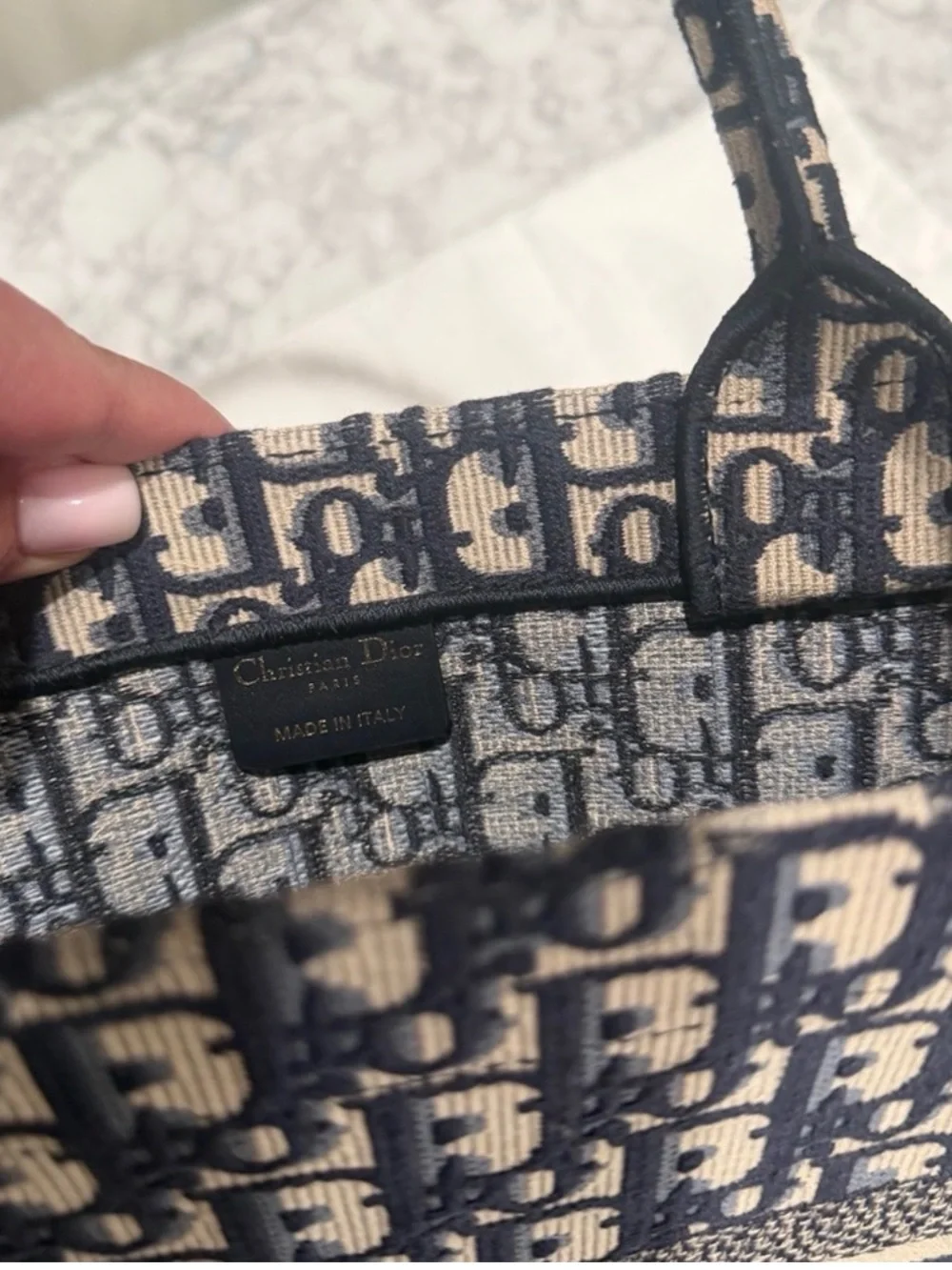 Dior Beige & Navy Monogram Tote